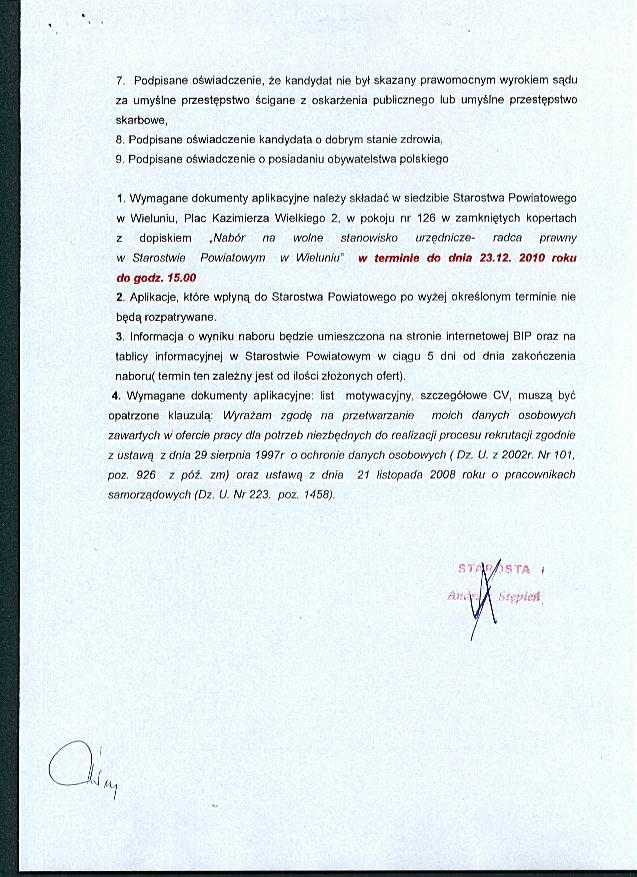 Zdjęcie 14 grudnia 2010 r - Nabór na wolne stanowisko urzędnicze - 14 etatu radcy prawnego w Starostwie Powiatowym _026_225866