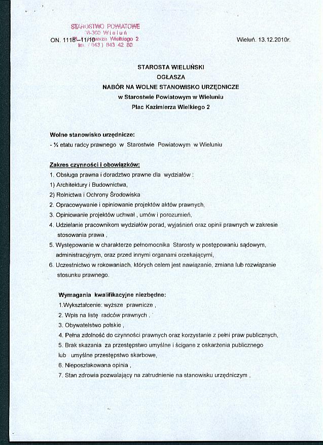 Zdjęcie 14 grudnia 2010 r - Nabór na wolne stanowisko urzędnicze - 14 etatu radcy prawnego w Starostwie Powiatowym _026_225868